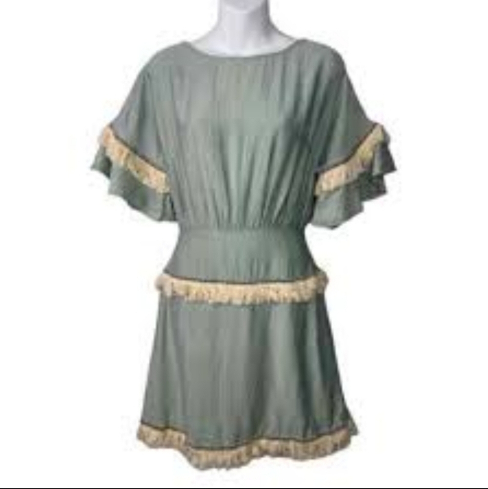 Indikah XS NWT lt green/pistachio open-back lined dress